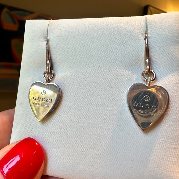 Gucci heart drop earrings silver jewelry accessories
